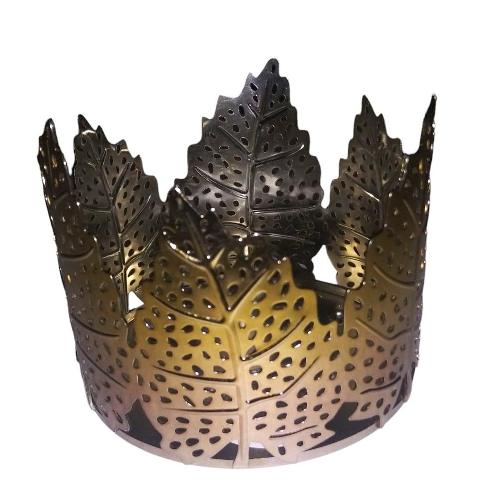 Bath and Body Works Tropical Candle Holder Gold Tone Leave Three Wick Holder